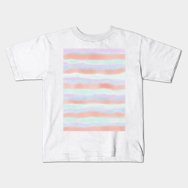 Pastel Rainbow Watercolour Print Kids T-Shirt by AlexandraStr